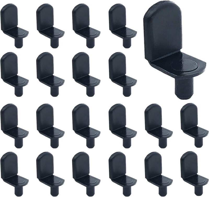 MYYZMY 80 Pcs L-Shaped Clips 1/4 Inch Shelf Support Pegs, Shelf pins with Rubber Sleeve for Shelf Bracket Pegs, Black - Image 1